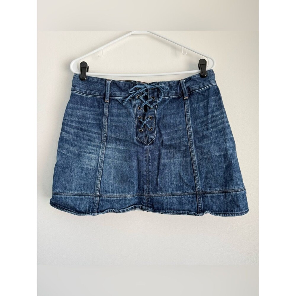 Abercrombie & Fitch Lace Up Denim Mini Skirt Size 10